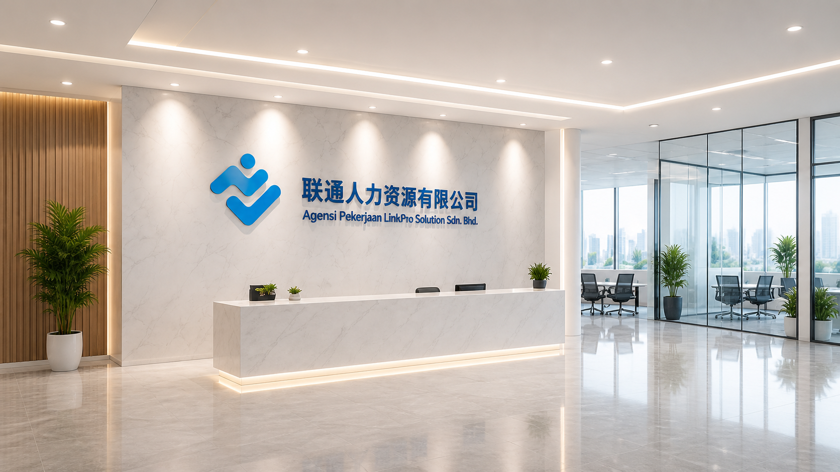 LinkPro Solution modern office reception wall sign